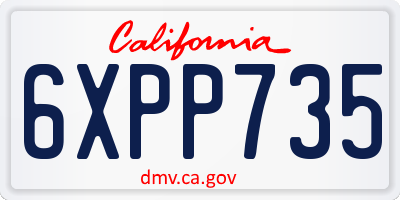 CA license plate 6XPP735