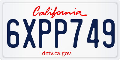 CA license plate 6XPP749