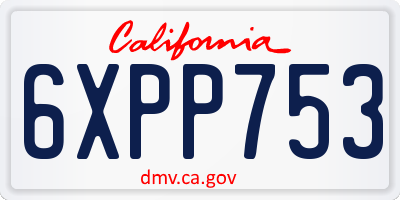 CA license plate 6XPP753