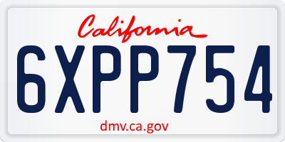 CA license plate 6XPP754
