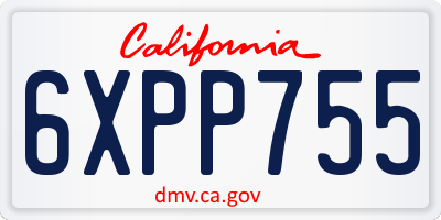 CA license plate 6XPP755