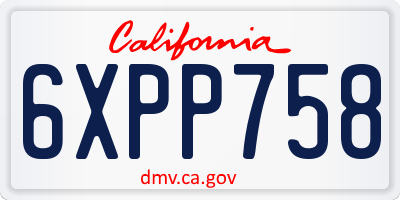 CA license plate 6XPP758