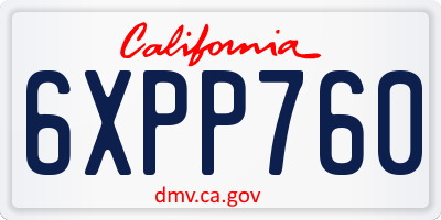CA license plate 6XPP760