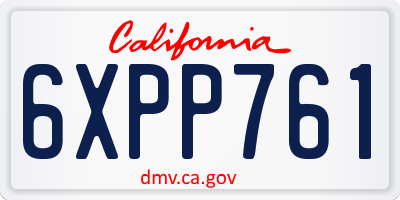 CA license plate 6XPP761