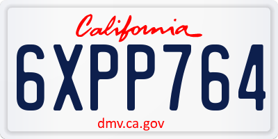 CA license plate 6XPP764