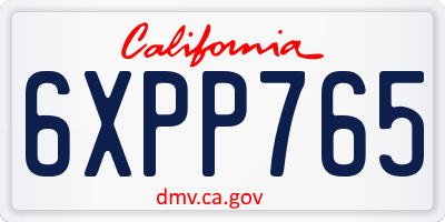 CA license plate 6XPP765