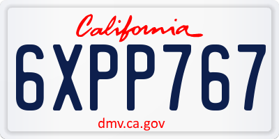 CA license plate 6XPP767