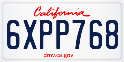 CA license plate 6XPP768