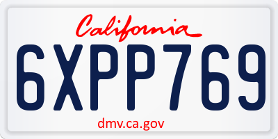 CA license plate 6XPP769