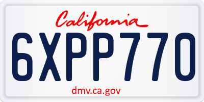 CA license plate 6XPP770