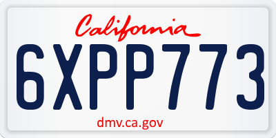 CA license plate 6XPP773