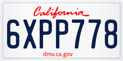 CA license plate 6XPP778