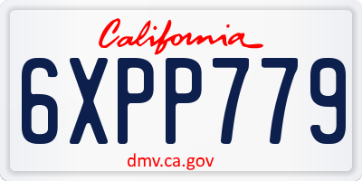 CA license plate 6XPP779