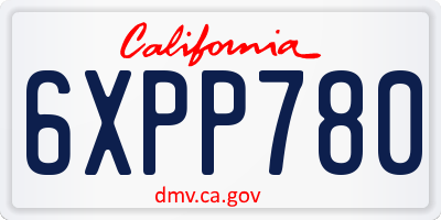 CA license plate 6XPP780