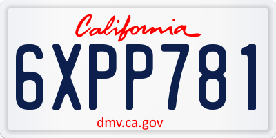 CA license plate 6XPP781