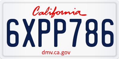 CA license plate 6XPP786