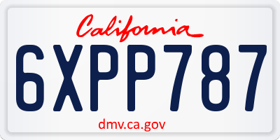 CA license plate 6XPP787