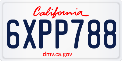 CA license plate 6XPP788
