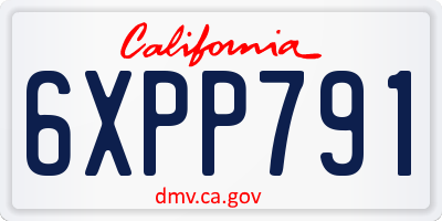 CA license plate 6XPP791