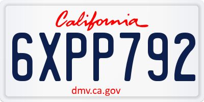 CA license plate 6XPP792