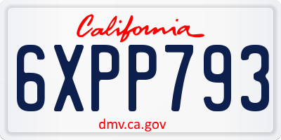 CA license plate 6XPP793