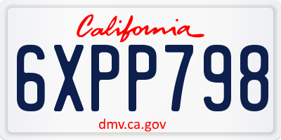 CA license plate 6XPP798