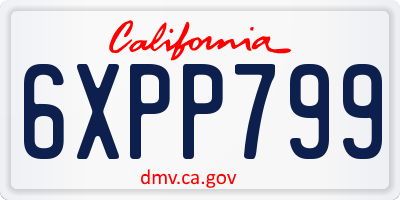 CA license plate 6XPP799