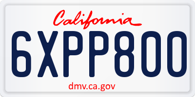 CA license plate 6XPP800