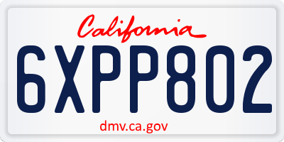 CA license plate 6XPP802