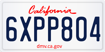 CA license plate 6XPP804