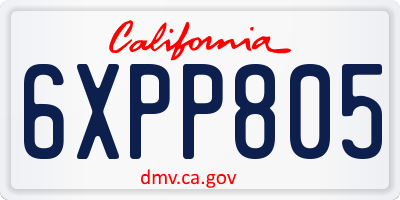 CA license plate 6XPP805
