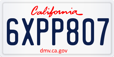 CA license plate 6XPP807