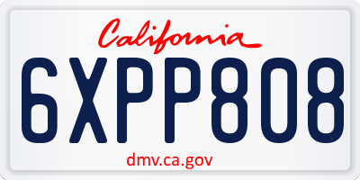 CA license plate 6XPP808
