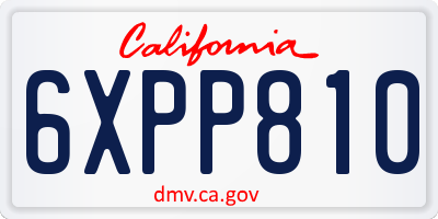 CA license plate 6XPP810