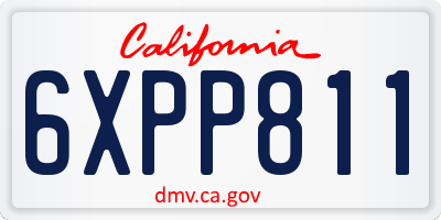 CA license plate 6XPP811