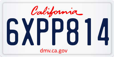 CA license plate 6XPP814