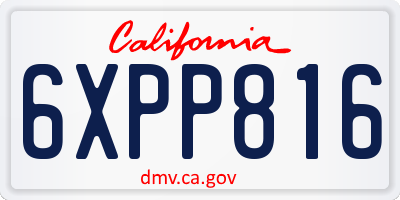 CA license plate 6XPP816