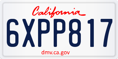 CA license plate 6XPP817