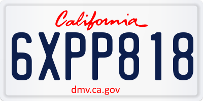CA license plate 6XPP818