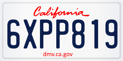 CA license plate 6XPP819