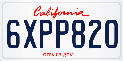 CA license plate 6XPP820