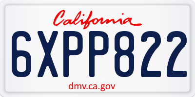 CA license plate 6XPP822