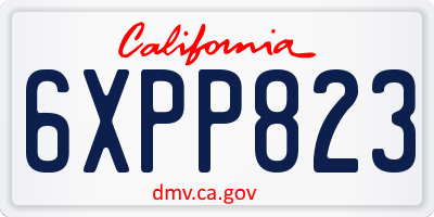 CA license plate 6XPP823