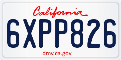 CA license plate 6XPP826