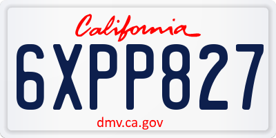 CA license plate 6XPP827