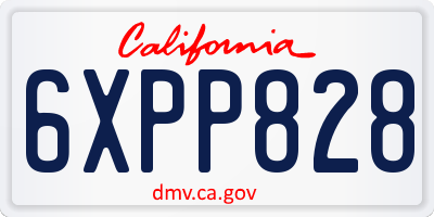 CA license plate 6XPP828