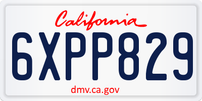 CA license plate 6XPP829