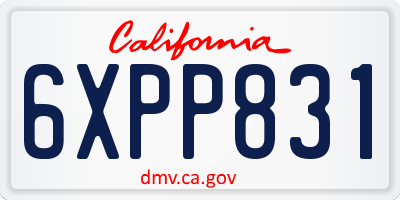 CA license plate 6XPP831