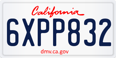 CA license plate 6XPP832