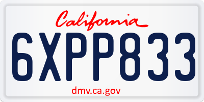 CA license plate 6XPP833
